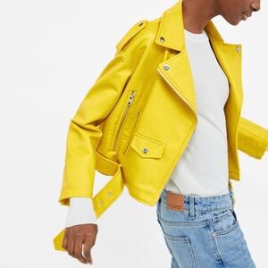Zara Yellow Biker Jacket
